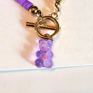 🌟Purple and Gold Gummy Bear Charm Necklace New Fashion Fun